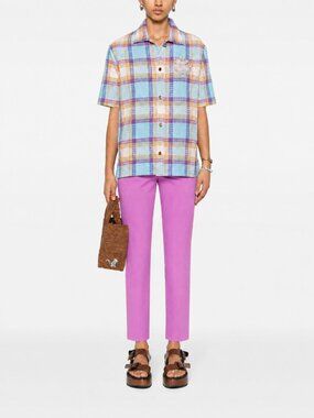 ETRO Orchid Purple Stretch Cotton Sateen Low Rise Ankle Chino Pants, Size 38/XS